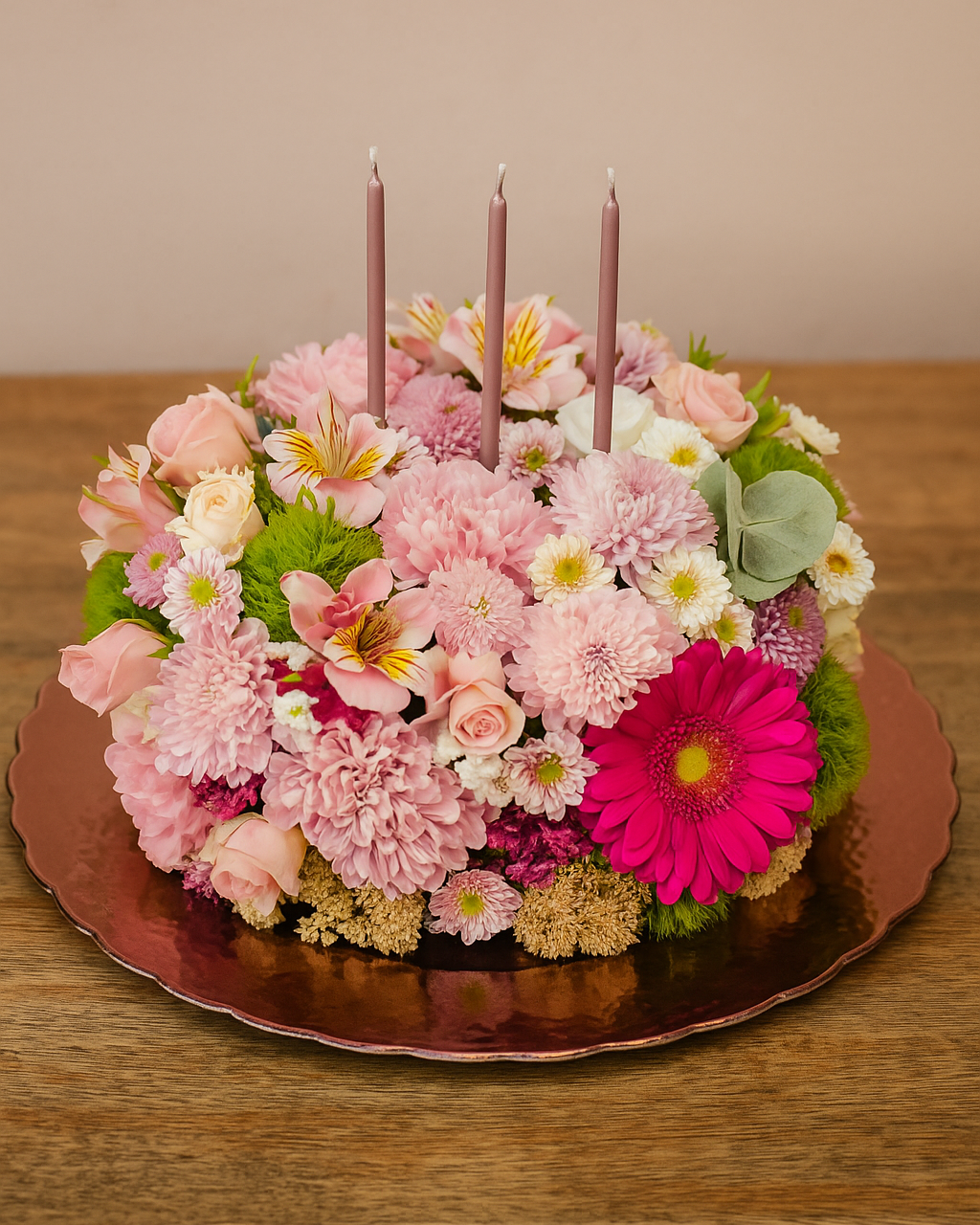 Floral cake with pink and white flowers for same day flower delivery in Phoenix, Gilbert, Mesa, Chandler, Tempe, Queen Creek, Arizona