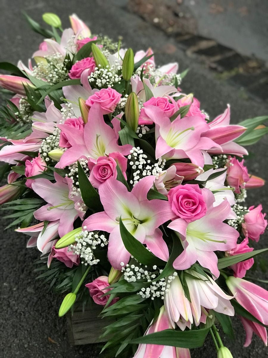 Pink Rose Half Casket Cover