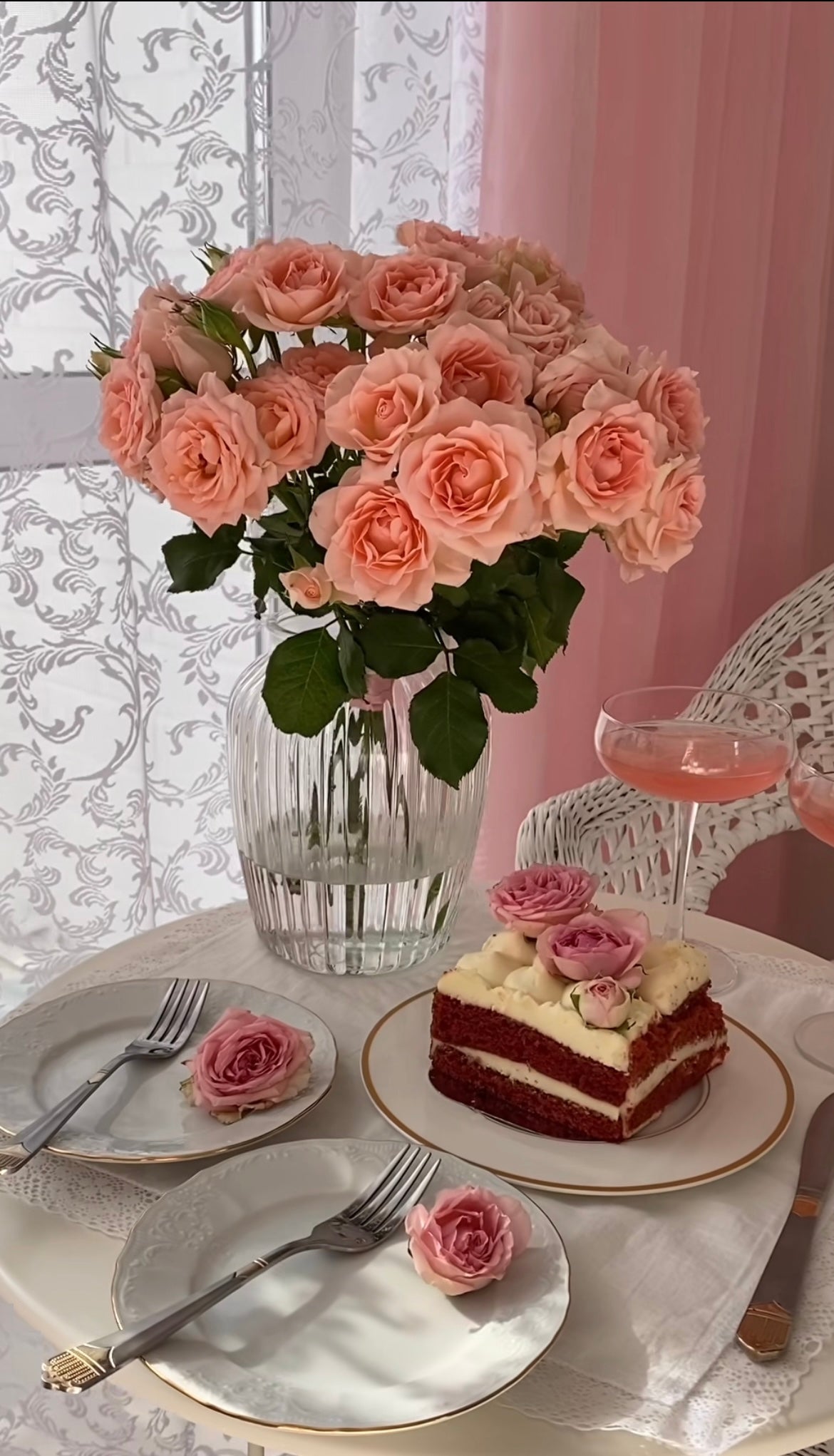 Elegant pink spray roses arranged in a vase, handcrafted by florists for same day delivery.