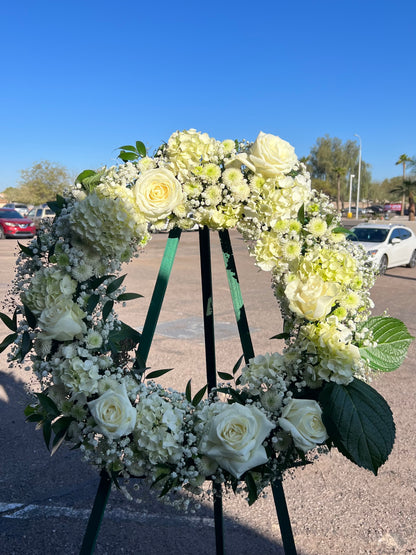 All White Funeral Standing Wreath