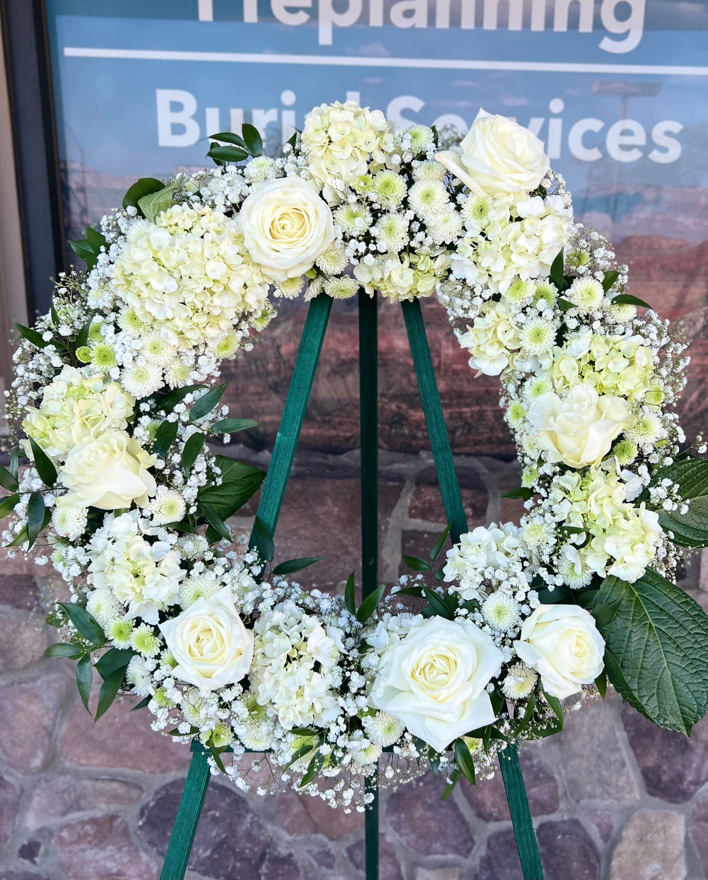 All White Funeral Wreath
