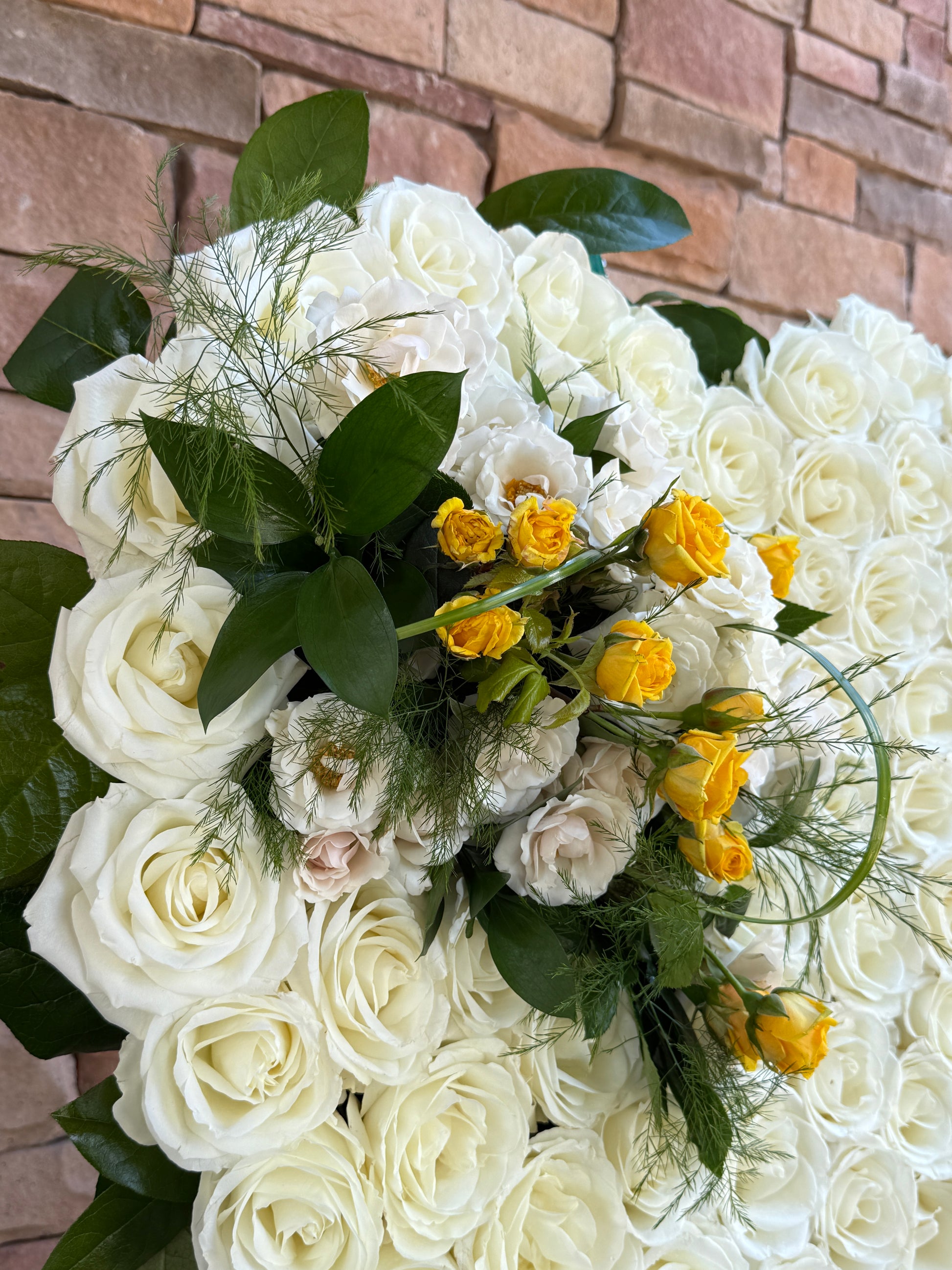 Beautiful White Funeral Flower Stand Heart shape for delivery in Phoenix area, Gilbert, Mesa, Chandler, Tempe, Queen Creek