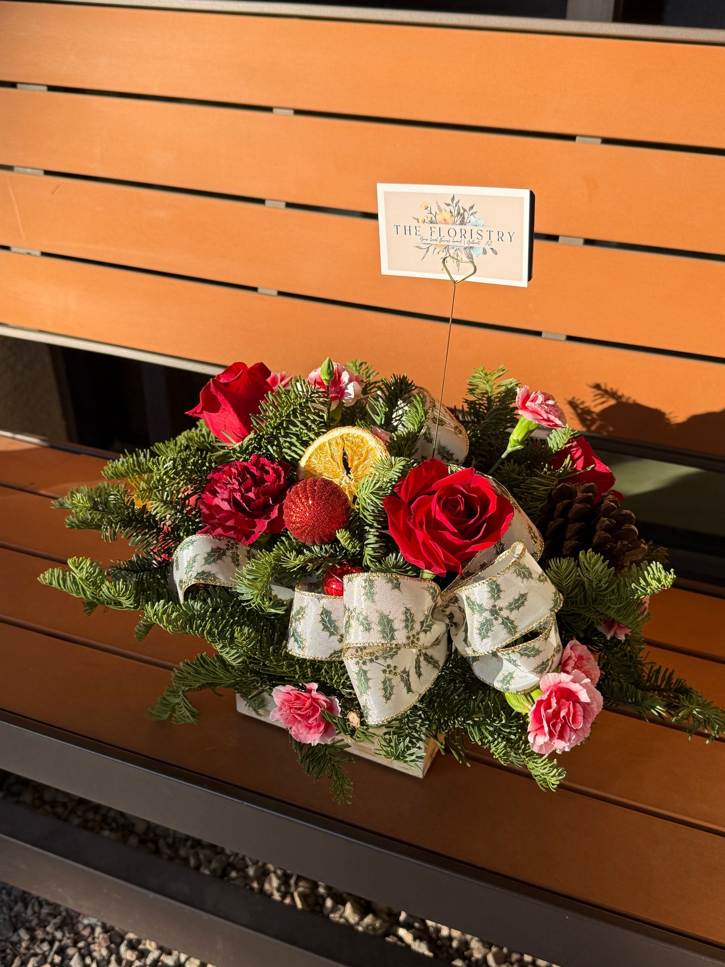 Beautiful Festive red and Holiday green centerpiece for your warm cozy Christmas dinner or gatherings, home decorating and best gift for this holiday.