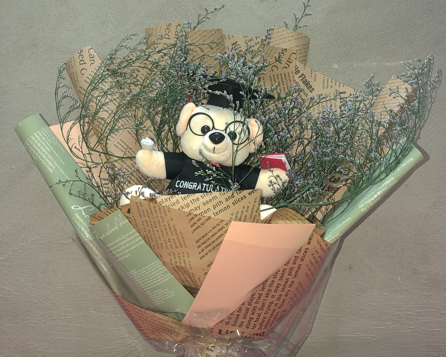 Teddy’s Bouquet graduation flowers with keepsake design